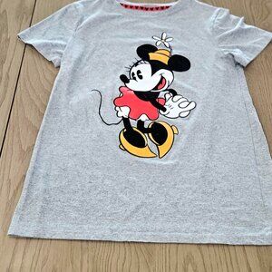 Disney Minnie Mouse Tee Shirt Heather Gray w/Minnie in Red  Size M  Cotton/Poly